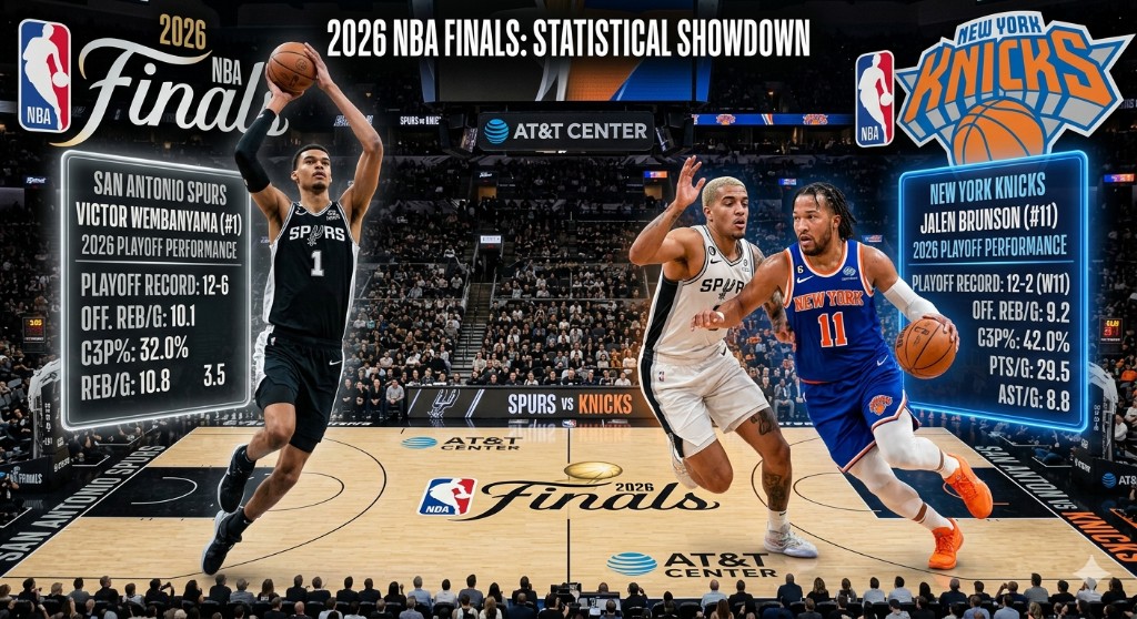 2026 NBA Finals statistical showdown — Victor Wembanyama Spurs vs Jalen Brunson Knicks at AT&T Center
