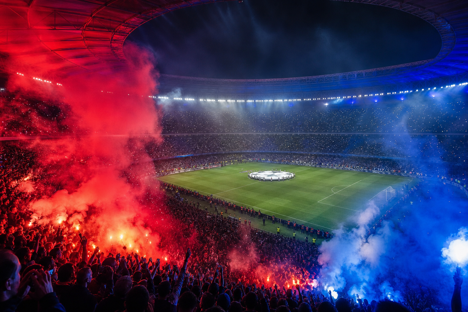 Electric stadium atmosphere before a European final